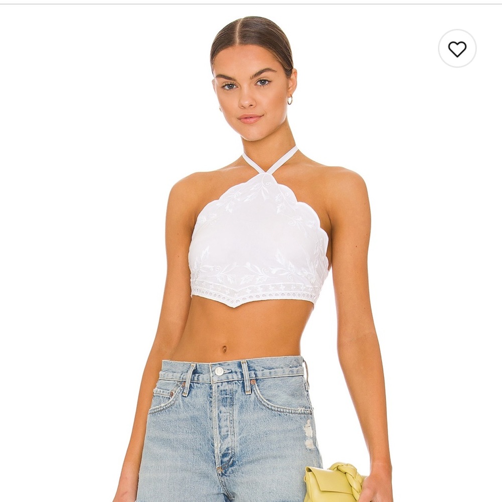 Majorelle embroidered halter crop top size M